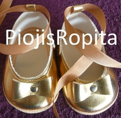 zapatitos guillermina doradas con lazo dorado en eco cuero para bautismo fiesta o casamiento en internet