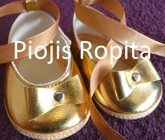 zapatitos guillermina doradas con lazo dorado en eco cuero para bautismo fiesta o casamiento - Piojis Ropita Importada