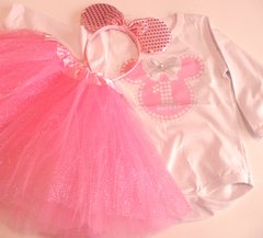 Set disfraz minnie mouse pollera tutu body y vincha orejas - comprar online
