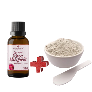 Óleo De Rosa Mosqueta Manchas + Argila Branca Clareadora (100g)