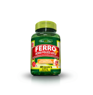 Ferro + Ácido Fólico e B12 - 60 Cáps - 250mg - (New Labs Vita)