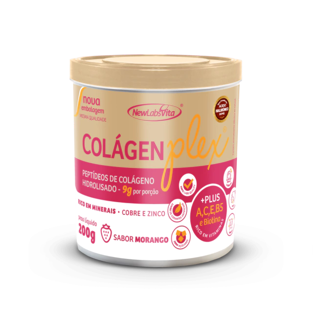 Colágeno Hidrolisado ColágenPlex - Sabor Morango - 200g (New Labs Vita)