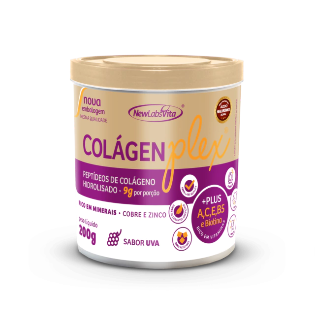 Colágeno Hidrolisado ColágenPlex - Sabor Uva - 200g (New Labs Vita)