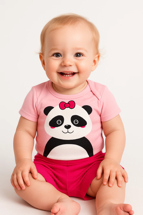 Conjunto Panda Gigante Rosa MC Short - comprar online