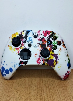 Funda joystick xbox serie (blanca diseño salpicon colores)