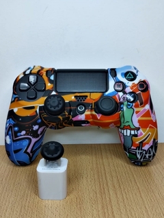 Funda joystick ps4 c/ sticks (blanca diseño grafity) - comprar online