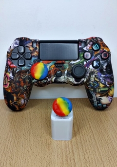 Funda joystick ps4 c/ sticks + skin luz (blanca diseño calaveras y catrinas) en internet