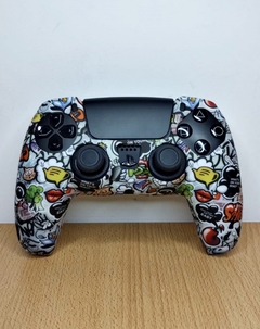 Funda joystick ps5 (blanca diseño dibujitos - chat)