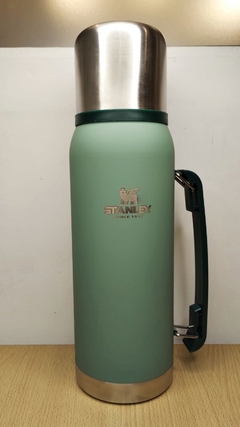 Termo acero inoxidable 1 Litro con tapon cebador + doble tapa p/mate (verde pastel) - comprar online