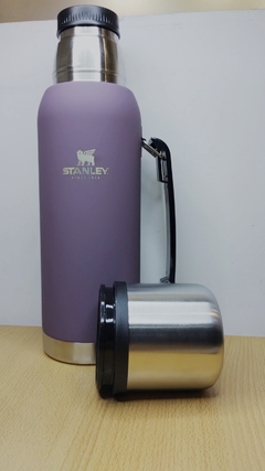 Termo acero inoxidable 1 Litro con tapon cebador + doble tapa p/mate (morado)