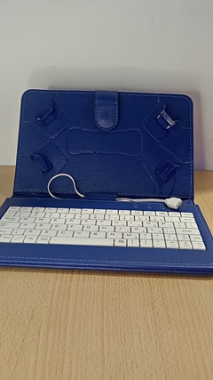 Funda libro c/teclado para tablets o celulares (azul)