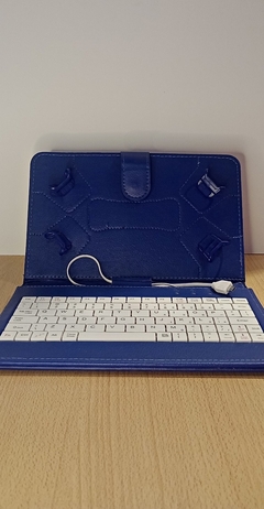 Funda libro c/teclado para tablets o celulares (azul) - tienda online