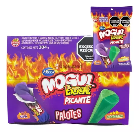 Caramelos Palotes Mogul Extreme Picante Uva Y Manzana 8ux48g