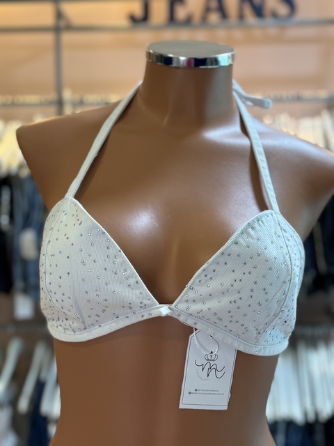 Top branco amarração shine