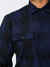 camisa xadrez azul preta