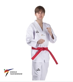 Dobok Daedo Basic Gola Branca Canelado Aprovado WT na internet
