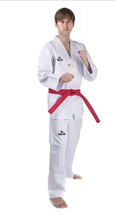 Dobok Daedo Basic Gola Branca Canelado Aprovado WT