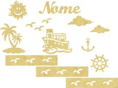 Painel Completo Parede Quarto Infantil - Navio