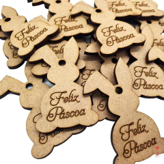 100 Aplique Feliz Páscoa Pingente Coelho Enfeite Mdf Cru 5cm - comprar online