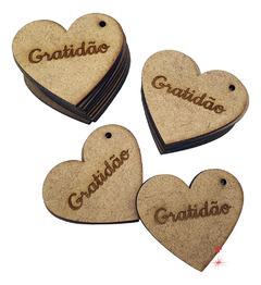 50 Apliques Coração Tag 5x4,4cm Mdf Cru Artesanato Gratidão - comprar online