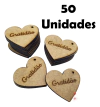 50 Apliques Coração Tag 5x4,4cm Mdf Cru Artesanato Gratidão