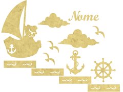 Painel Completo Parede Quarto Infantil - Ursinho Marinheiro