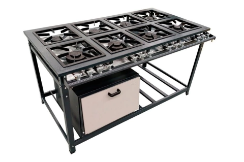 Fogão 8 Bocas Baixa Pressão e Forno Grande 98L Inox - 30x30 4QS/4QD - Industrial Itajobi