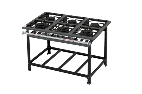Fogão 6 Bocas Baixa Pressão 30x30 3QS/3QD - Queimador Triplo e Mesa Estampada Itajobi Fogões