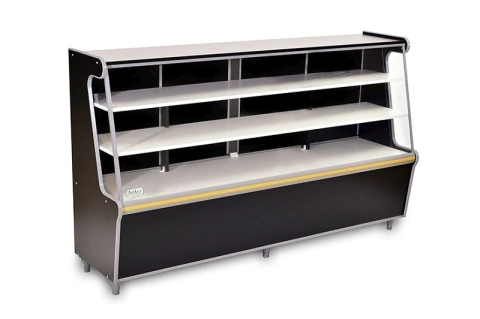 Balcão e Vitrine Expositora Seca 1,80 mts Artlux Preta - Perfil Amarelo