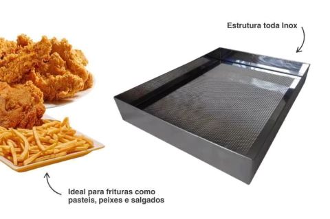 Escorredor e Secador de Fritura e Pastel - Inox com Tela em Anel 40 x 60 - Stevan