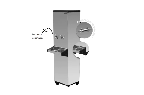 Bebedouro e Purificador de Água Industrial Unimax 25L 2 Torneiras ou 1 Esguicho e 1 Torneira