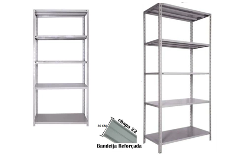 Estante de Aço com 05 Bandejas 30 cm (22/18) - 1,98x0,92x0,30m
