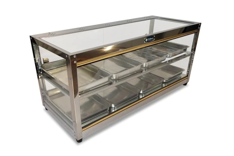 Estufa Vitrine Quente de Salgados 8 Bandejas Vidro Reto
