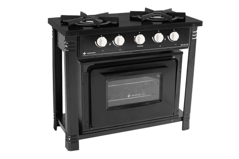 Fogão 2 Bocas Baixa Pressão Linha Bravo Venancio BR2B Preto + Forno
