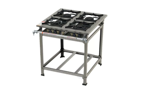 Fogão 4 Bocas Baixa Pressão Luxo Inox 430 30X30 Perfil 7 Interno- Itajobi