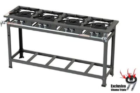 Fogão 4 Bocas 40x40 em Linha Master Baixa Pressão 4QD - Industrial