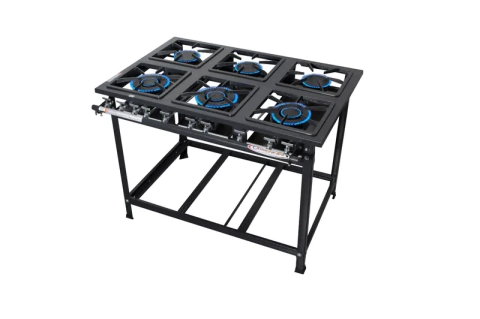 Fogão 6 Bocas Baixa Pressão Modelo Economy 30x30 3QS/3QD - Mesa Estampada Itajobi Fogões