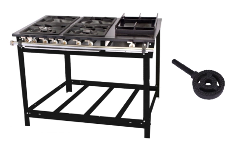 Fogão Industrial Venâncio 5 Bocas 2QD/2QS a gás 1 Queimador de Alto Rendimento E5D2F