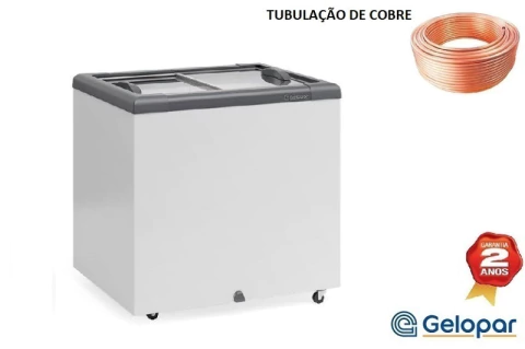Freezer Horizontal Congelados Ghd200 Branco 200L 2 Tampas Vidro - Gelopar - Tubulação Cobre