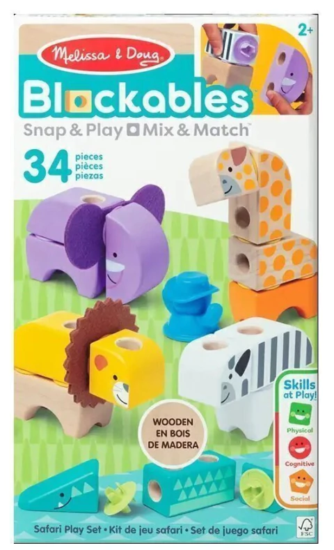 Bloques de Madera Melissa & Doug - Blockables Safari 34 pzs