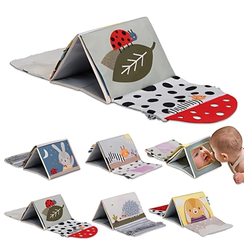 Libro Sensorial Juego Boca Abajo con Espejo y Patrones de Alto Contraste