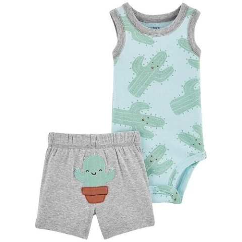 Carters Set 2 Piezas Body Manga Corta y Short Cactus