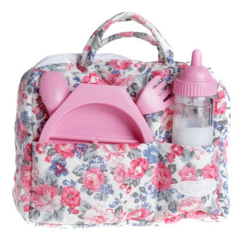 Bolsito De Paseo Con Mamadera Mágica, Platito Y Cubiertos