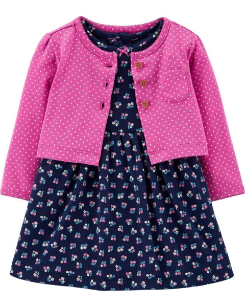 Carter's Set 2 piezas Body-Vestido floral y cárdigan con lunares
