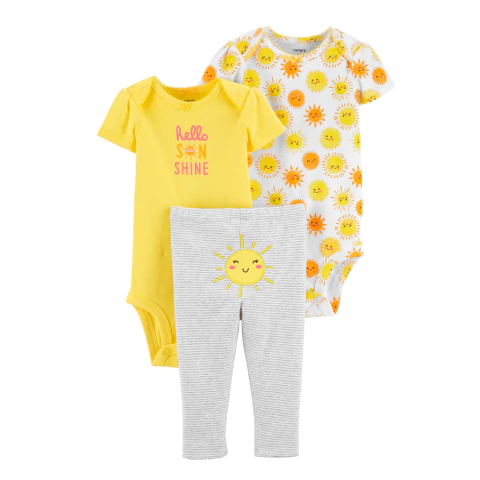 Carter'S Set 3 Piezas Bodys Y Pantalón Sol