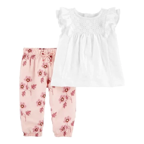 Carter's Set 2 piezas Remera con volados y Pantalón Floral