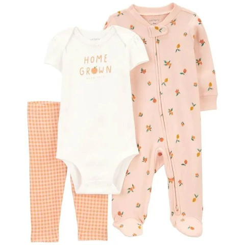 Carter´s Set 3 Piezas Osito Pijama Body Mangas Cortas Pantalon
