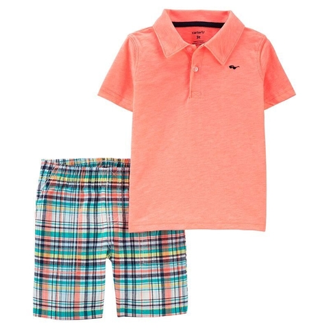 Carter's Set 2 piezas Chomba neón y Short a cuadros