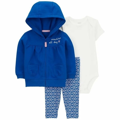 Carter´s Set 3 Piezas Body Mangas Cortas Campera Pantalon Sunshine All Day