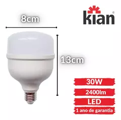 Lampada Led 30w Iluminação Forte Area Grande E27 Branca Fria Kian - comprar online